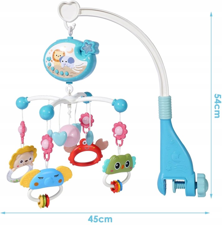 Karuzela do łóżeczka dziecięcego projektor gwiazd zwierzątka 400 melodii