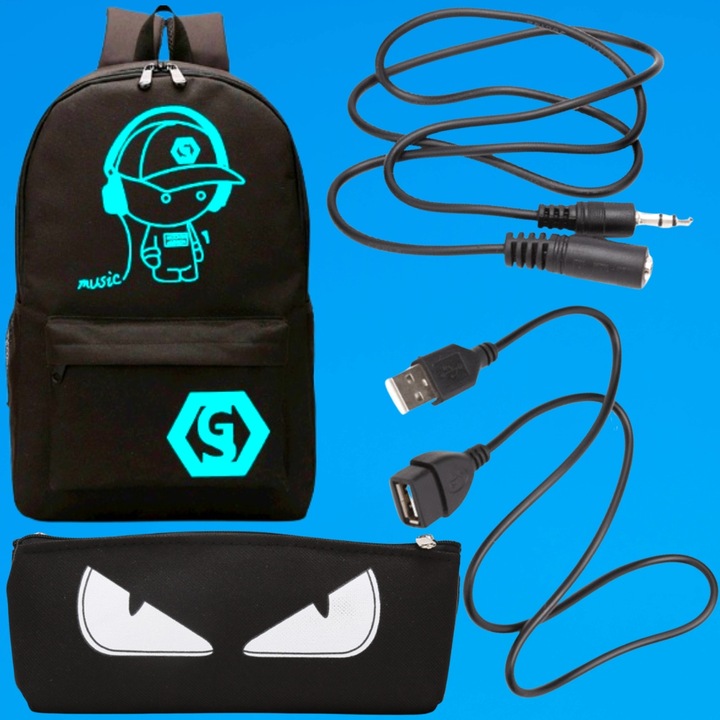 PLECAK SZKOLNY TORNISTER DO SZKOŁY MŁODZIEŻOWY ŚWIECĄCY ODBLASKOWY USB