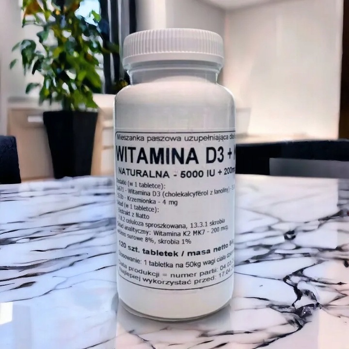 Podkowa Witamina D3 5000 IU + K2 MK7 120 tabletek | Mocne Kości i Stawy