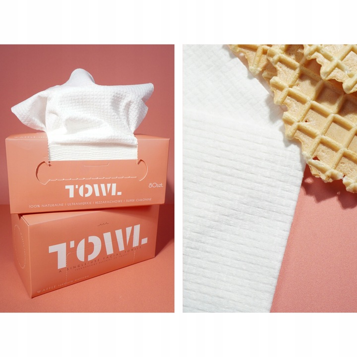 JEDNORAZOWE RĘCZNIKI DO TWARZY 80 szt. - TOWL WAFFLE