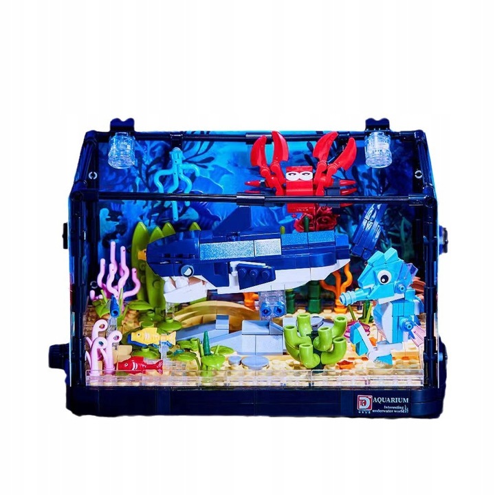 Zestaw klocków klocki AKWARIUM z żółwiem podświetlane LED ruchome elementy