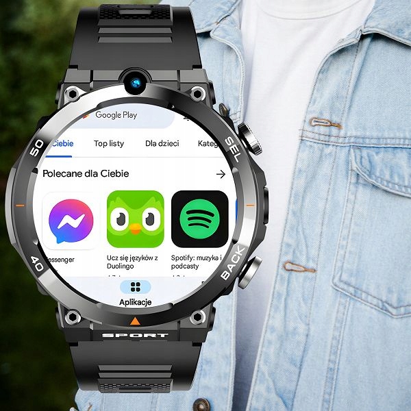 SMARTWATCH ENTER AiWATCH WIELOFUNKCYJNY GOOGLE PLAY POLSKIE MENU - CZARNY