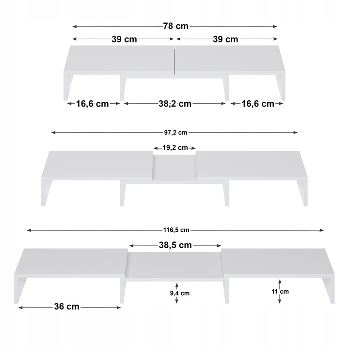 PODSTAWKA POD MONITOR PODWÓJNA REGULOWANA DŁUGOŚĆ PODNOSI EKRAN O: 12,6 cm