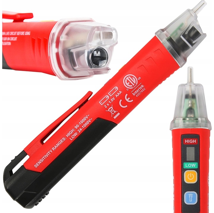 Bezdotykowy tester próbnik napięcia UNI-T UT12D-EU 24-1000V AC DETEKTOR