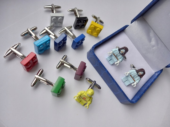 Spinki do mankietów EXC Złote Ślubne pozłacane masa perłowa w pięknym Etui