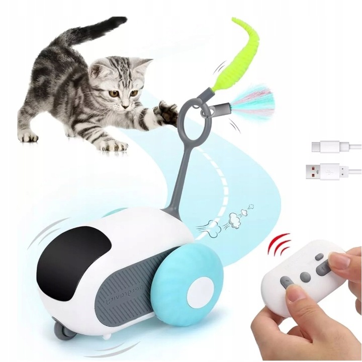 ZDALNIE STEROWANA ZABAWKA POJAZD MYSZ DLA KOTA INTERAKTYWNA NA PILOT AUTO