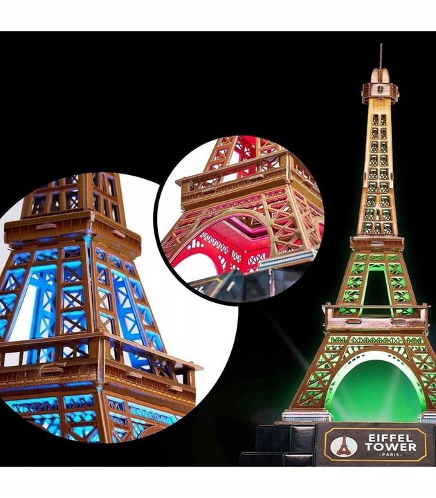 PUZZLE 3D LED - CUBIC FUN - 51 el. wersja nocna PARYŻ - WIEŻA EIFFLA