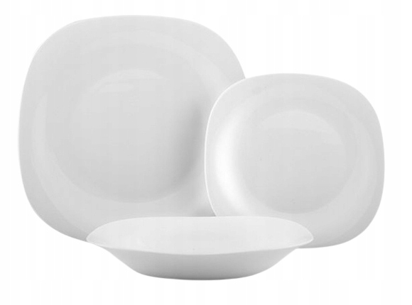 Serwis obiadowy na 12 osób kwadratowy do zmywarki biały 36e szkło hartowane