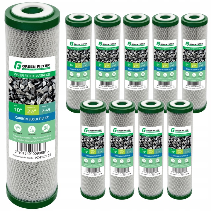 WKŁAD Z WĘGLA AKTYWNEGO 10' USUWA CHLOR, METALE CIĘŻKIE, POPRAWIA SMAK WODY