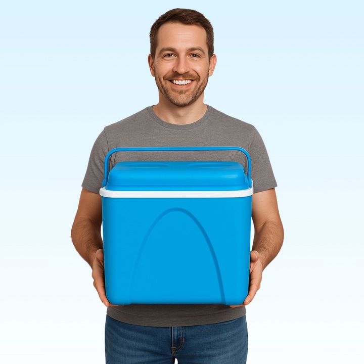 LODÓWKA TURYSTYCZNA 24L na WKŁADY MROŻĄCE niebieska do AUTA kampera PODRÓŻY