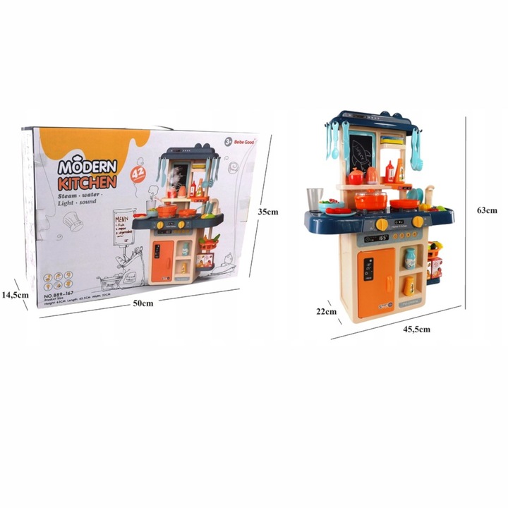 Kuchnia dla dzieci lodówka kran z wodą para 167