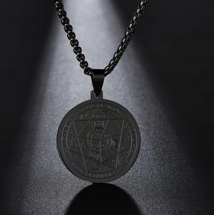 Wisiorek Talizman 7 Aniołów Archaniołów Amulet Pieczęć 316L Czarny