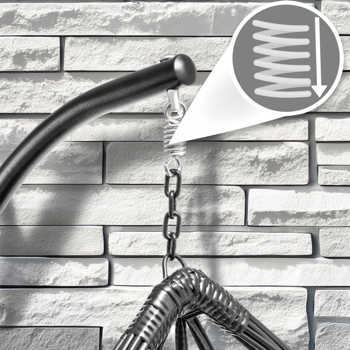 Kosz KOKON Fotel Wiszący Ogrodowy HUŚTAWKA Jakosc PREMIUM GRUBY XXL CZARNY