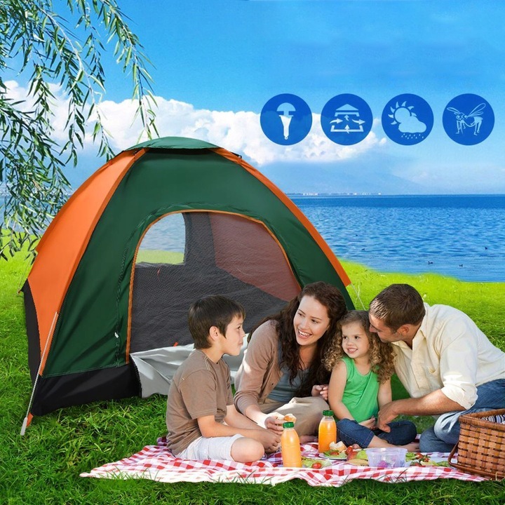 NAMIOT SAMOROZKŁADAJĄCY AUTOMATYCZNY TURYSTYCZNY 4 OSOBOWY KEMPINGOWY 2X2m