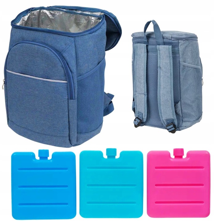 PLECAK TERMICZNY TORBA TERMICZNA 14l + WKŁADY CHŁODZĄCE 3szt