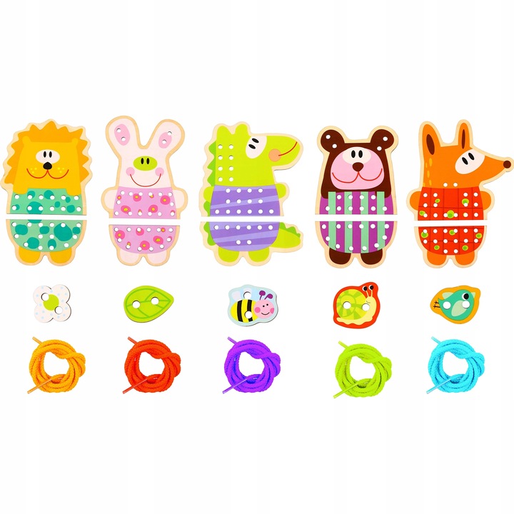 DREWNIANA SZNUROWANKA PRZEPLATANKA NAWLEKANKA MONTESSORI 5W1 EDU WOOPIE