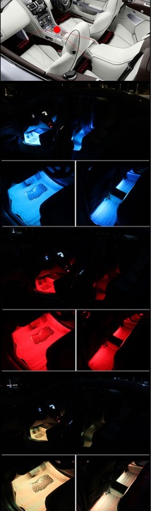 OŚWIETLENIE WNĘTRZA KABINY 4x9 SAMOCHODU LED RGB