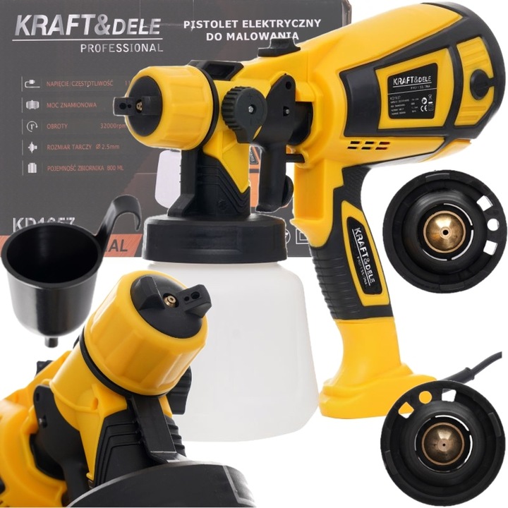 PISTOLET DO MALOWANIA ELEKTRYCZNY LAKIERNICZY 650W HVLP 800ml 32000 rpm