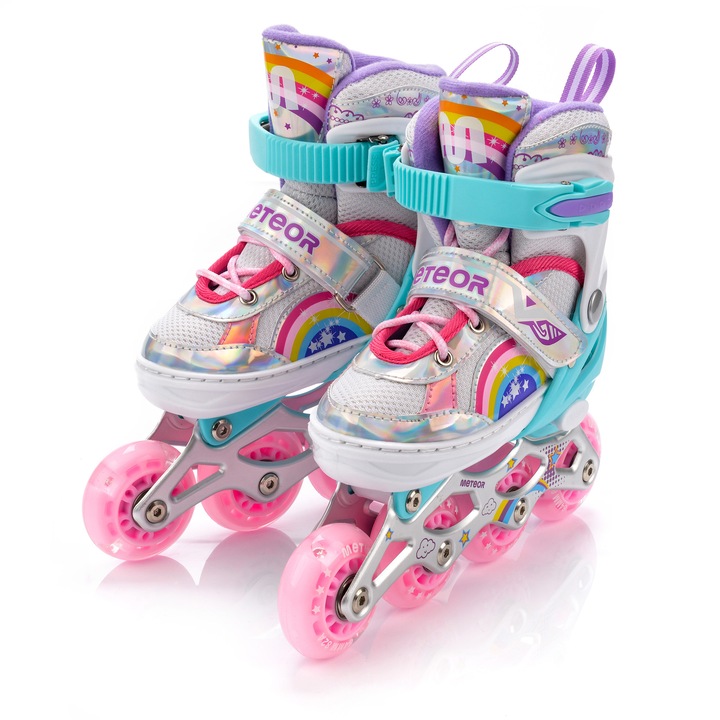 ROLKI REGULOWANE DLA DZIECI METEOR RAINBOW S 30-33 kółka LED but półmiękki