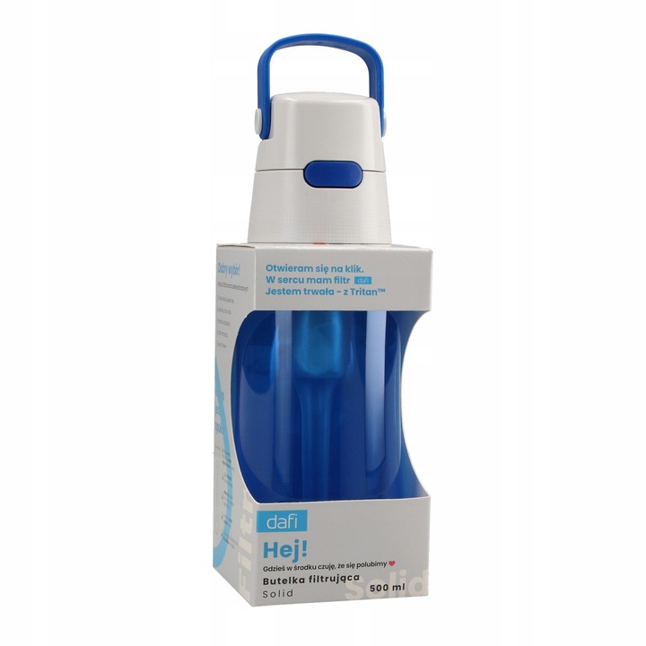 Butelka Dafi SOLID 0,5L z wkładem filtrującym (szafirowa) BARWIONY KORPUS