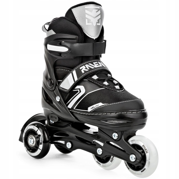 Rolki Łyżwy Wrotki 4w1 Regulowane RAVEN Helixi Black/Grey 34-37 Kółko LED