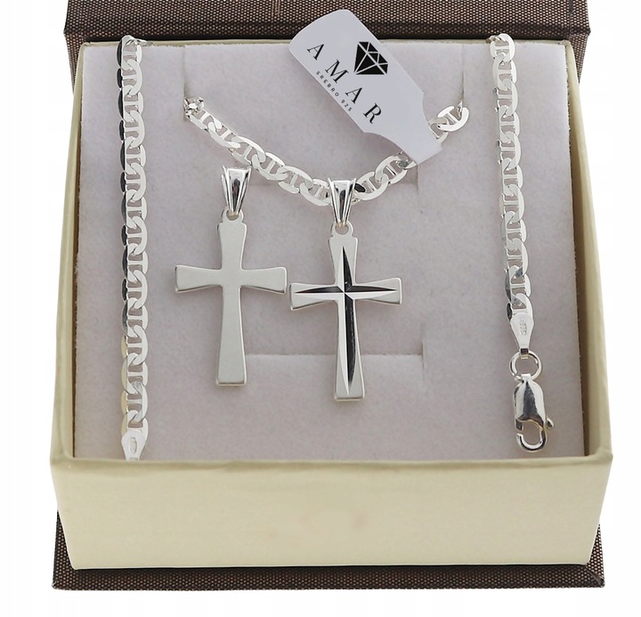 SREBRNY PEŁNY ŁAŃCUSZEK DAMSKI GUCCI Z KRZYŻYKIEM PR. 925 + GRAWER GRATIS