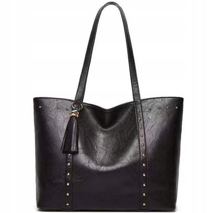 DUŻA TOREBKA TORBA DAMSKA NA RAMIĘ CZARNA MIEJSKA DO PRACY POJEMNA SHOPPER