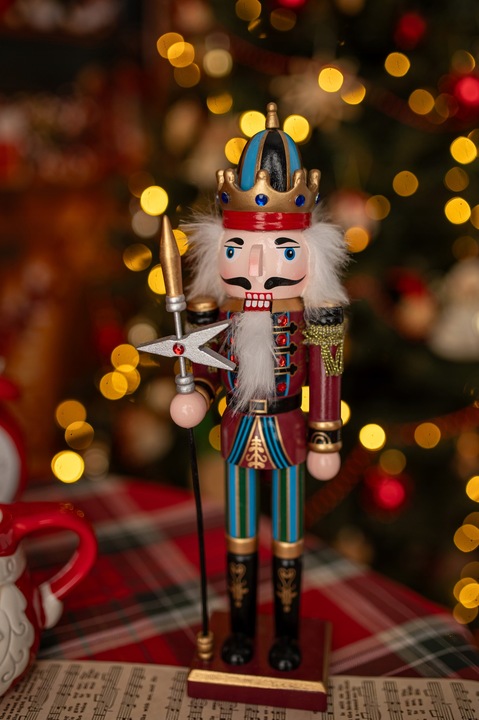 ŚWIĄTECZNE FIGURKI DZIADEK DO ORZECHÓW DUŻY DREWNIANY OZDOBA NA PODSTAWCE