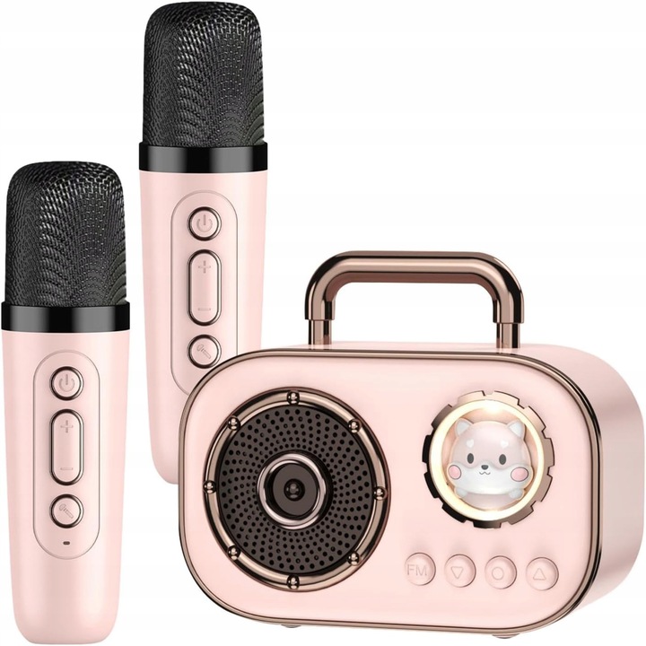BEZPRZEWODOWY ZESTAW DO KARAOKE DLA DZIECI GŁOŚNIK BLUETOOTH + 2 MIKROFONY