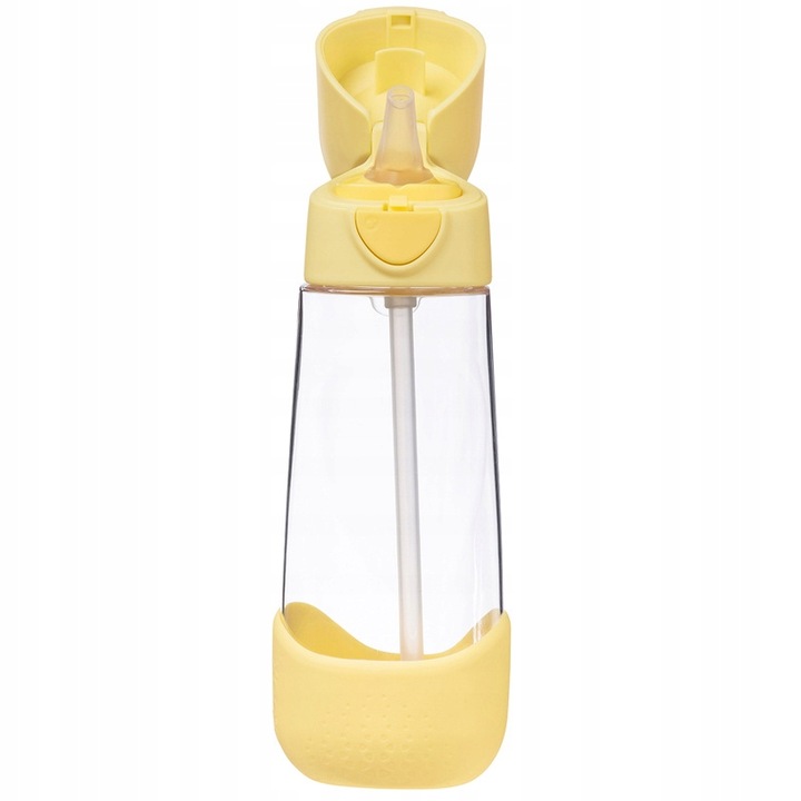B.BOX BUTELKA TRITANOWA ZE SŁOMKĄ ŻÓŁTA LEMOT TWIST 600 ML DLA DZIECI 3+