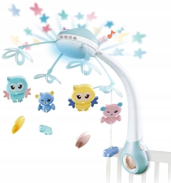 MUZYCZNA KARUZELA KARUZELKA DO ŁÓZECZKA PROJEKTOR Z PILOTEM 500 MELODII