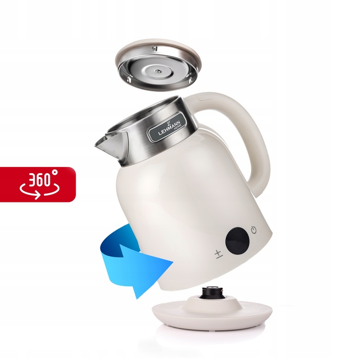 CZAJNIK ELEKTRYCZNY BEZPRZEWODOWY STALOWY RETRO DŹWIĘK BEŻOWY 2200W 1,5L