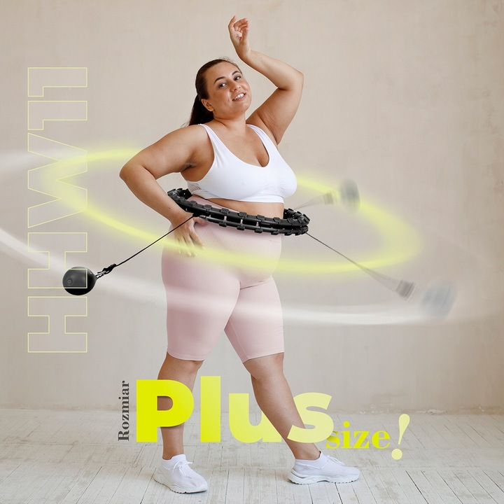 HULA HOP PLUS SIZE BLACK Z WYPUSTKAMI I OBCIĄŻNIKIEM HMS HHW11 DUŻE KOŁO