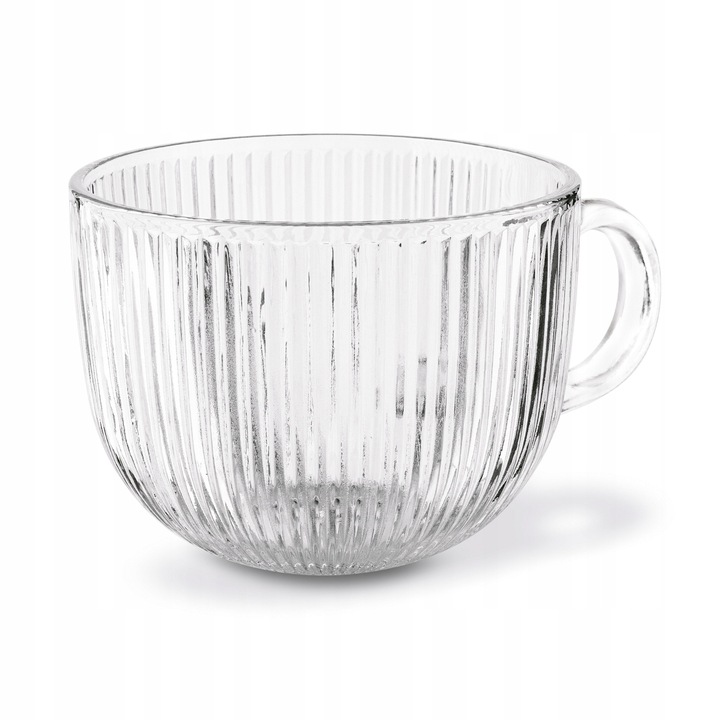 Zestaw KUBKI SZKLANE Filiżanki z UCHEM Tadar Jumbo Paski DUŻE 6x450 ml