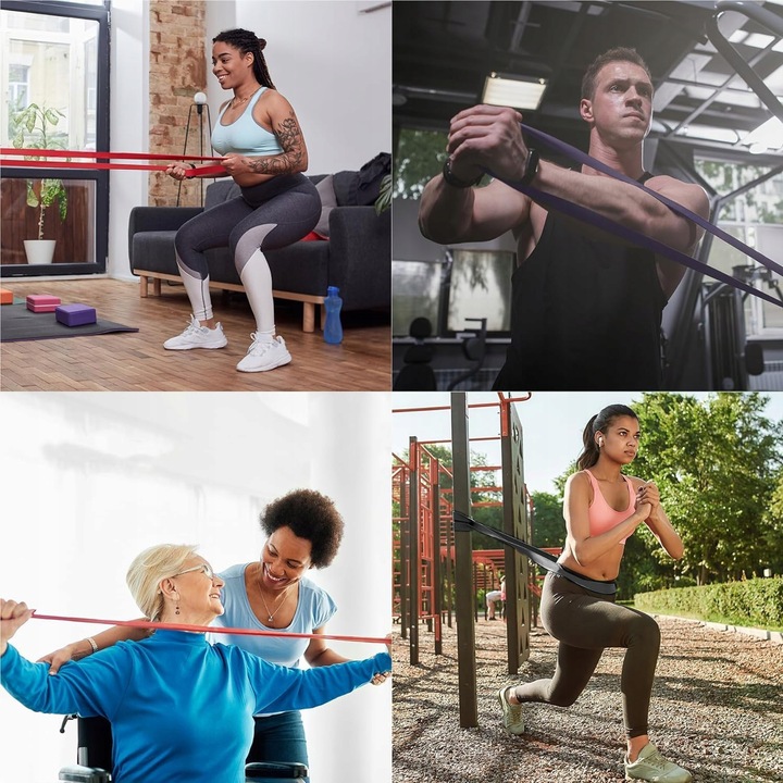 Zestaw 5 Gumy Taśmy Oporowe do Ćwiczeń Treningowe Powerband WYSOKA JAKOŚĆ