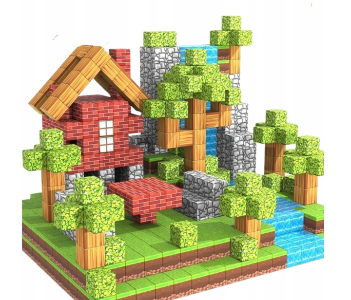 KLOCKI MAGNETYCZNE KLOCKI SZEŚCIANY 220 KLOCKÓW W TYM 2 FIGURKI GIGANTYCZNY