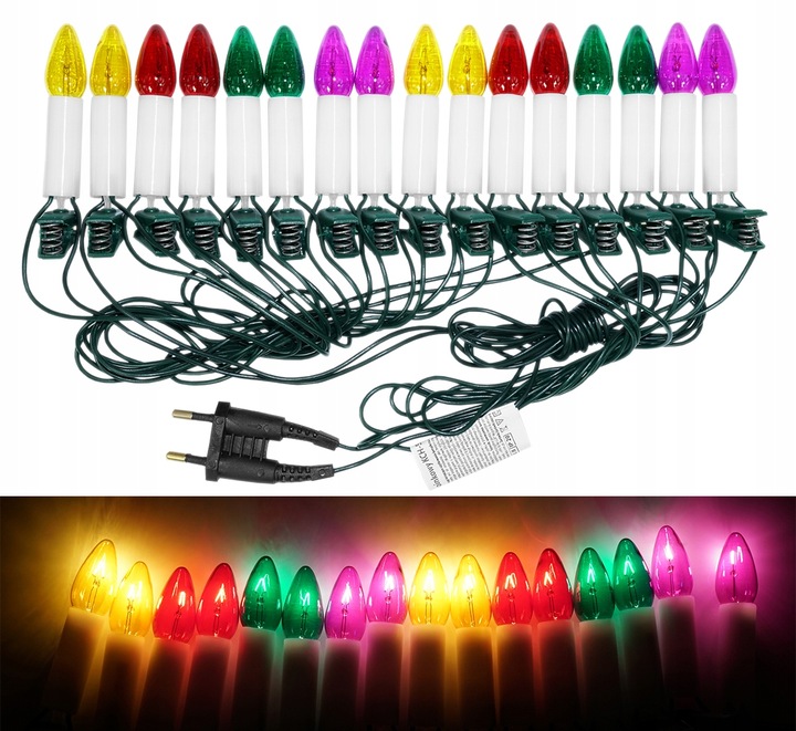 Lampki choinkowe tradycyjne Światełka na choinkę Retro PRL Żabki Świeczki 5