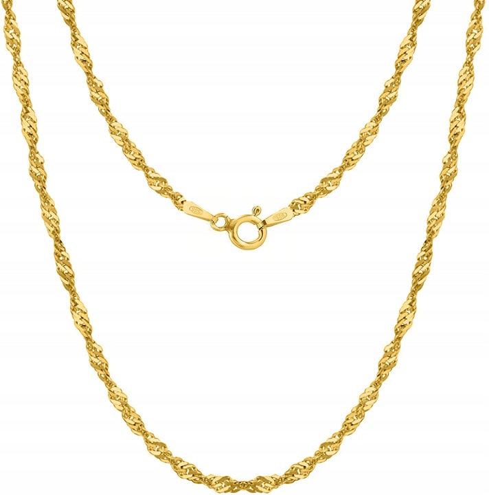 Łańcuszek srebrny singapur damski naszyjnik srebro pozłacane 925 60 cm