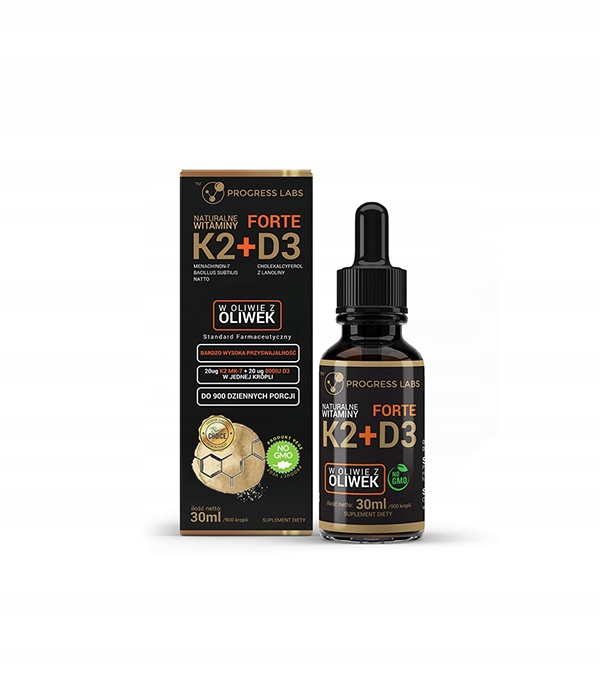 PROGRESS NATURALNA WITAMINA K2 MK-7 +D3 FORTE 30ML AŻ 900 KROPLI