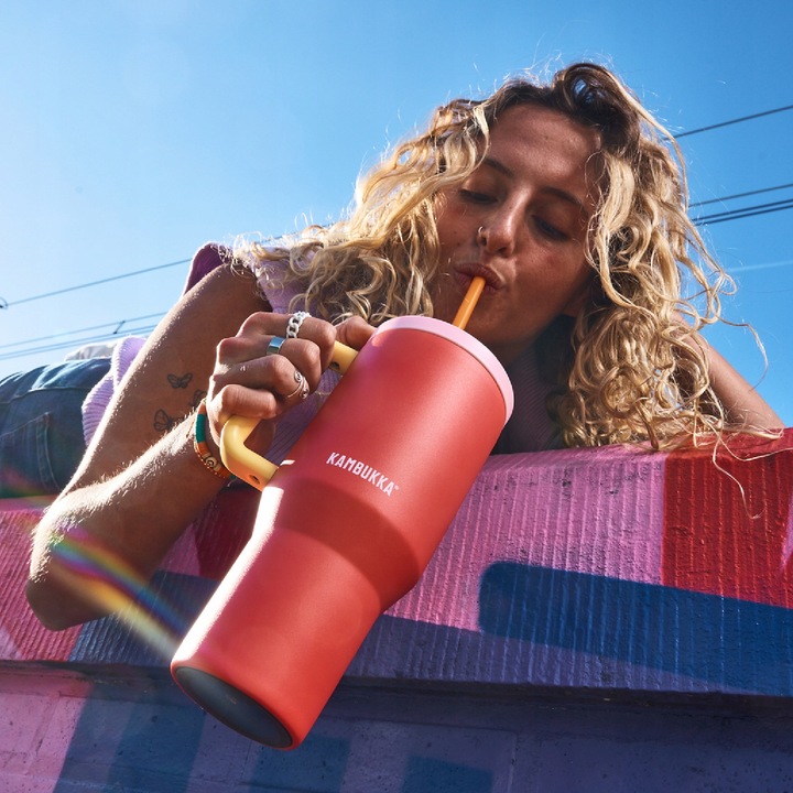 Kubek termiczny ze słomką Kambukka RIO 950 ml - Pink Papaya