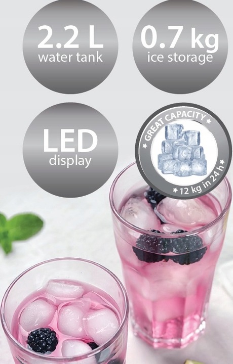 MOCNA KOSTKARKA DO LODU MASZYNA DO KOSTEK INOX S/L 12kg/dzień 240W