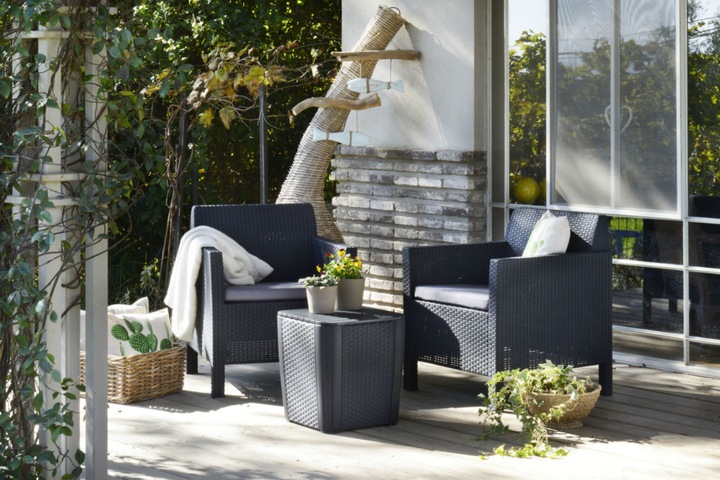 LUZON Stolik ogrodowy mały ze SCHOWKIEM SKRZYNIA NA BALKON Round wicker