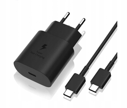 Oryginalna Szybka Ładowarka Samsung 25W TA800 + Kabel USB-C na USB-C Czarny