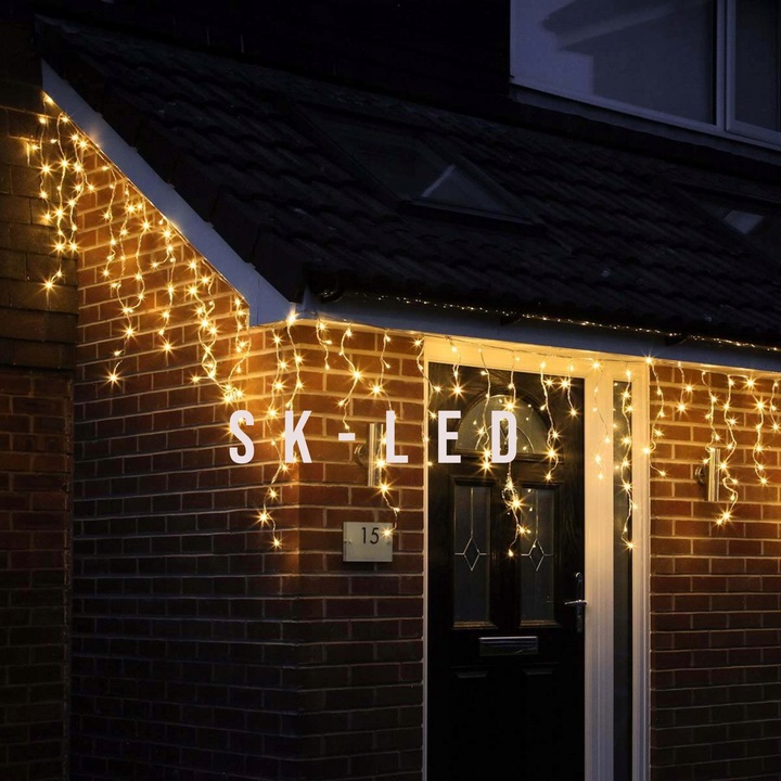 SOPLE 100 LED 5,5m KURTYNA GIRLANDY BIAŁE CIEPŁE ZEWNĘTRZNE PROGRAMATOR