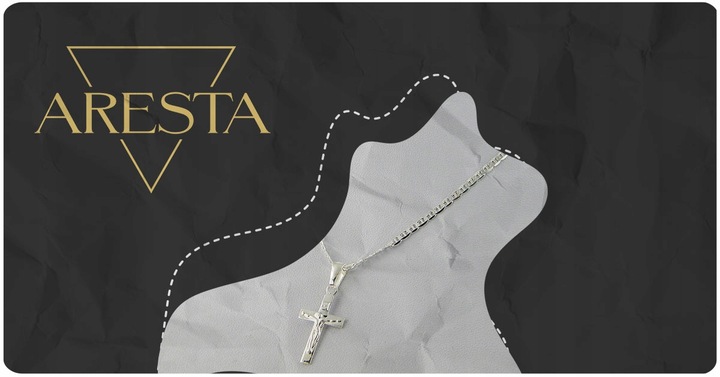 ŁAŃCUSZEK Z KRZYŻYKIEM KRZYŻ SREBRNY 925 DŁUGOŚĆ 55cm SPLOT GUCCI PUDEŁKO