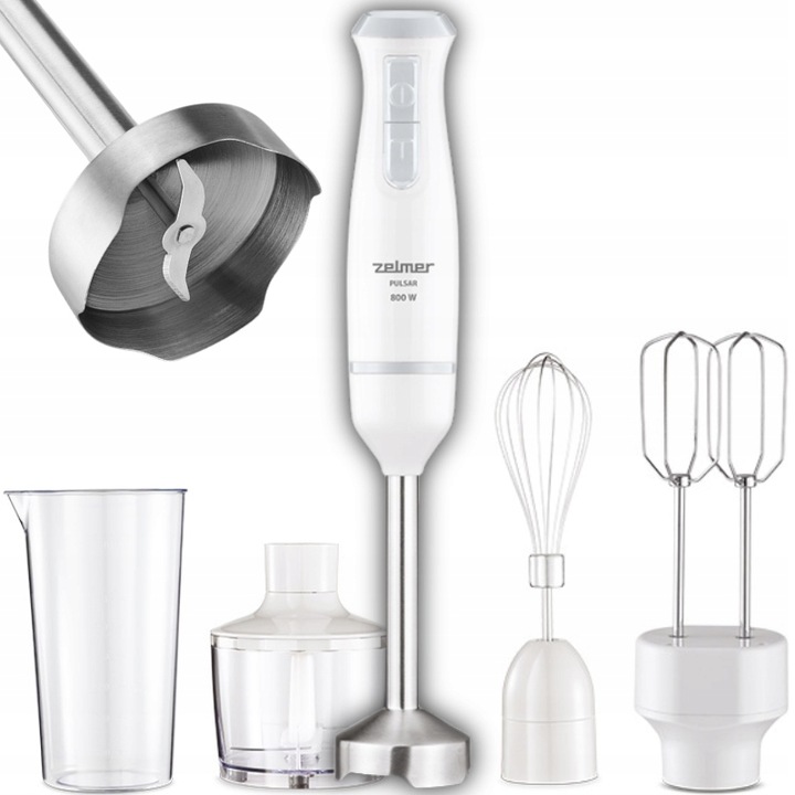 BLENDER MIKSER ZELMER ZHB4563S 800W TURBO STALOWA STOPA + AKCESORIA