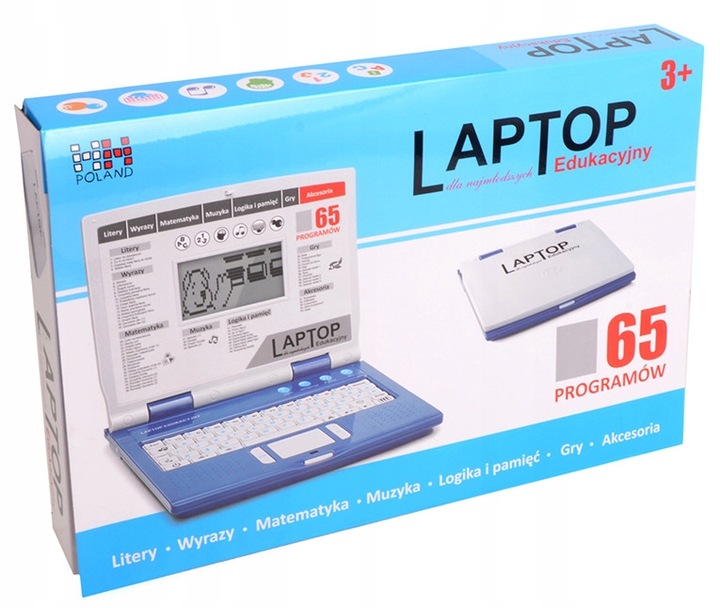 Laptop edukacjny dla dzieci komputer 65 programów
