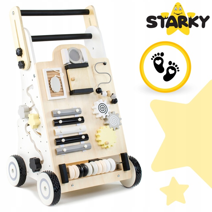 PREZENT NA ROCZEK JEŹDZIK PCHACZ DREWNIANY CHODZIK TABLICA MANIPULACYJNA