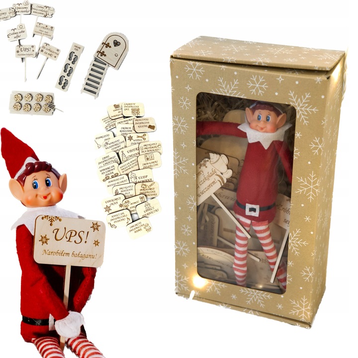 ELF PSOTNIK FIGURKA ZESTAW TABLICZKI DRZWI ZADANIA ADWENTOWE PAKA GADŻETY