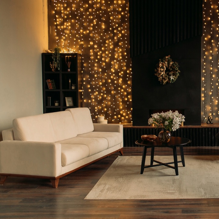 KURTYNA LAMPKI LED 304 szt. CHOINKOWE NA PILOT 230V NA ZEWNĄTRZ I WEWNĄTRZ